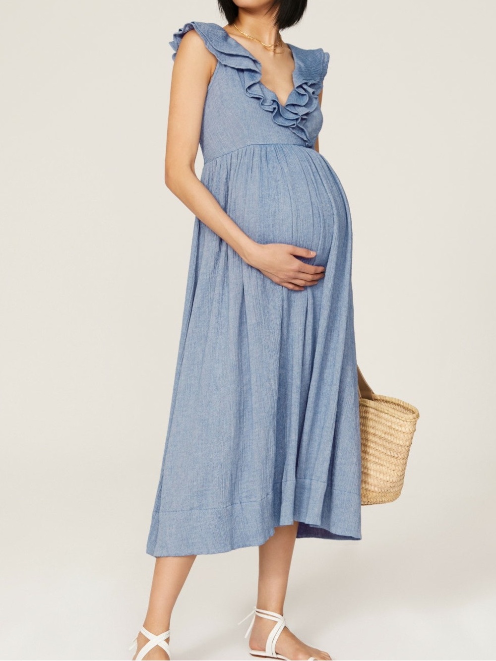 NWT Hatch The Sarah Maternity Midi Dress - Blue